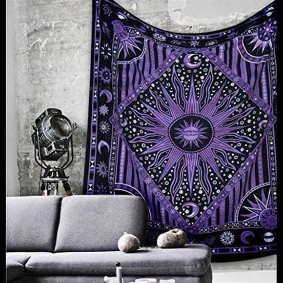 Psychedelic Celestial Sun Moon Tapestry Planet Bohemian Tapestry Wall